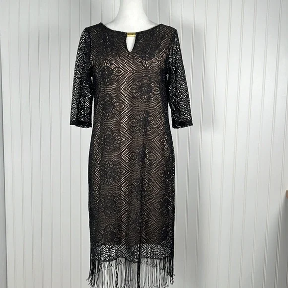Emma & Michele | Dresses | Emma Michele Black Crochet Flapper Dress |  Poshmark